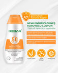 Bebak SPF 50+ Güneş Koruyucu ve Nemlendirici Etkili, UVA /UVB Korumalı Güneş Losyonu 200 ml
