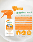 Bebak SPF 50+ UVA / UVB Işınlarına Karşı Yüksek Koruma Etkili Çocuk Güneş Spreyi 175 ml
