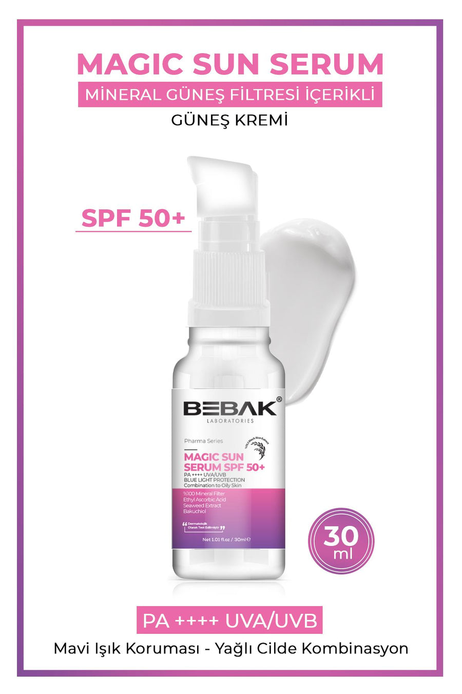 Aydınlatıcı Etkili,Yüksek Korumalı +50 Faktör Güneş Kremi/Serumu 30ml