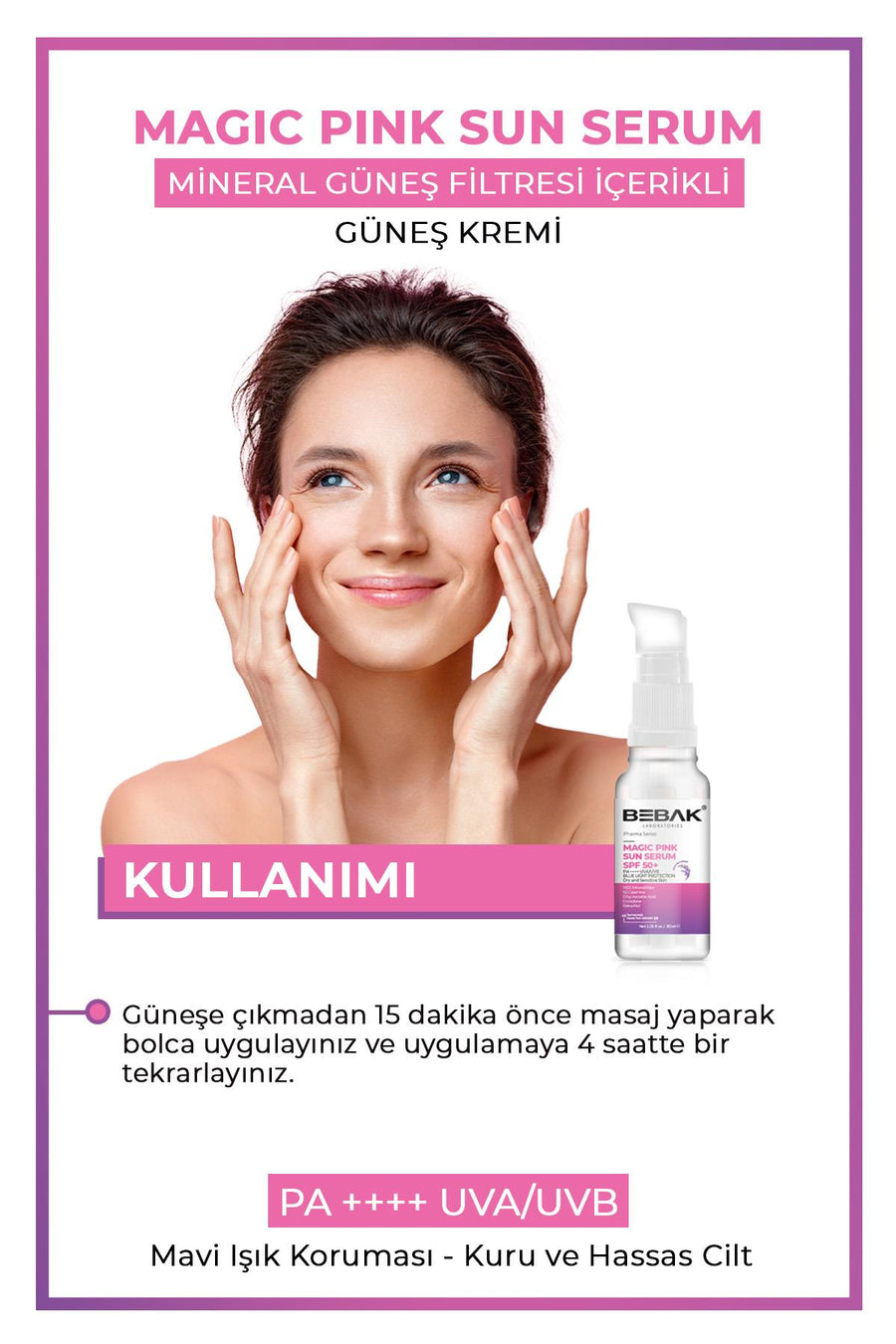 Cilt Tonu Eşitleyici, Aydınlatıcı Yüksek Korumalı +50 Faktör Pink Güneş Kremi/Serumu 30ml